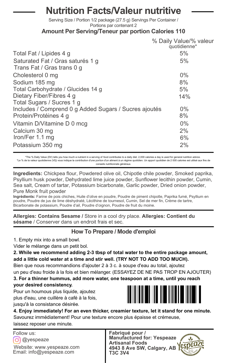 Smoky Chipotle Lime - Dried Hummus Mix