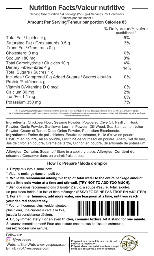 Lemon Dill Tahini - Dried Hummus Mix