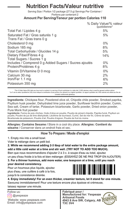 Smoky Chipotle Lime - Dried Hummus Mix