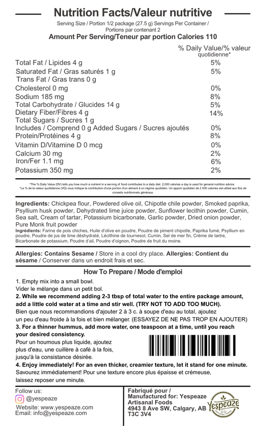 Smoky Chipotle Lime - Dried Hummus Mix
